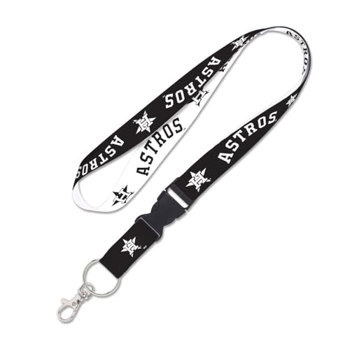 Lanière Houston Astros cordon noir détachable 2,5 cm porte-badge tour de cou
