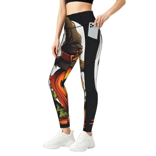 Leggings de Halloween opacos EdsfFehs con bolsillos para entrenar cómoda