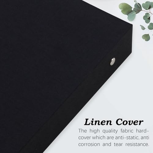 Álbum de fotos autoadhesivo 10x10, álbum DIY para scrapbook con cubierta de lino, 80 páginas en blanco, negro miniatura 6