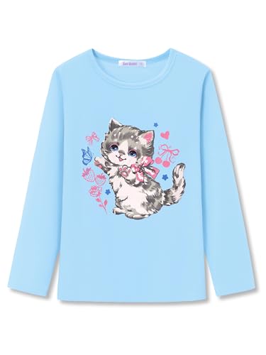 Image of Girls Long Sleeve T-Shirt Cute Versatile Basic Casual Top Size 6-18 | Soft Stretchy Tee for All Day Comfort, Versatile Layering Top for Cold Days, Cute Casual Style for Girls, Durable Easy Care