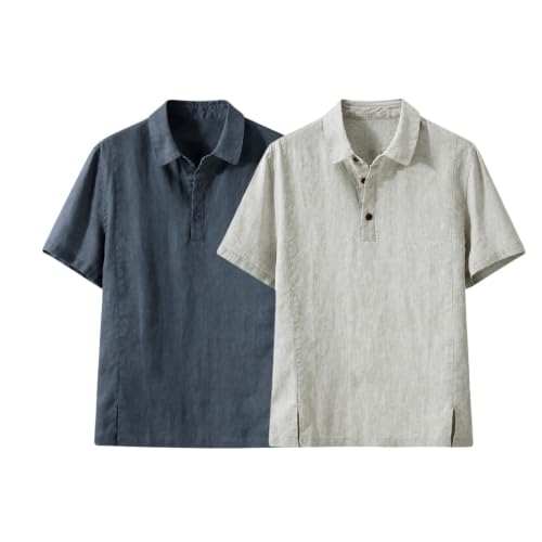 Polo en lin homme anti-transpiration style chinois ample