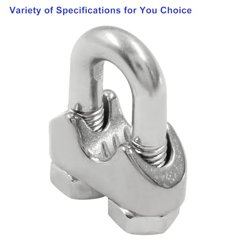 Image of 304 Stainless Steel 1 /4 Inch M6 Wire Rope Cable Clip Clamp,18Pcs U Bolt Saddle Fastener for Securing Loads,Rigging, Temporary Guardrail Systems