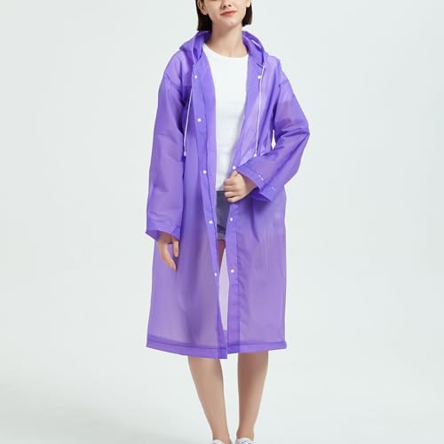 Men/Women Hood Long Raincoat Button Jacket Long Sleeve Outdoor Hiking Windbreaker Rain Coat Windproof Raincoat2