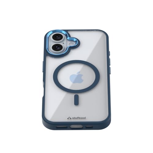 Image of Stuffcool Lead Duo Material Case for iPhone 16, Soft Edge Clear Gloss Finish Back, Magsafe Enabled with a Raised Metallic Frame for The Camera Lens