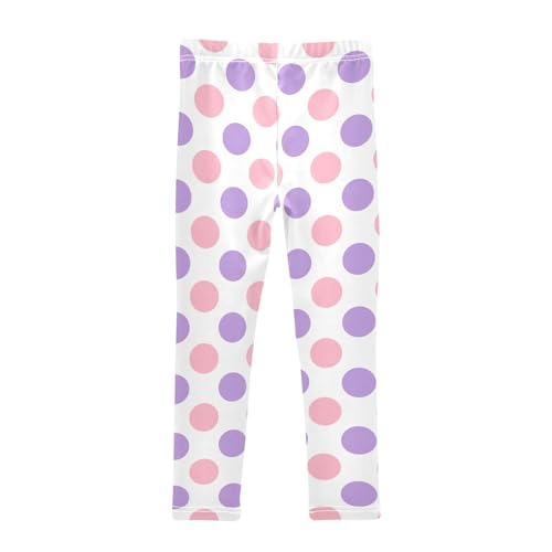 Violet Polka Pink Dots Girl's Leggings for Kids Toddler Girls Sweatpants Legging Pants Ballet Tights 4T2