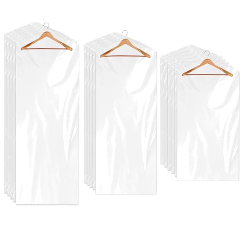 30 Pack Plastic Dry Cleaning Bags Clear Garment Bags for Hanging Clothes 3 Sizes Clothes Covers Dust-proof Clothing Protector Covers for Coat Shirt Jacket
