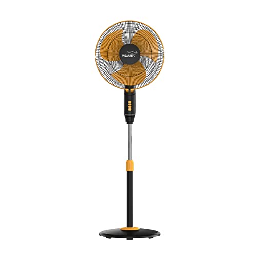 V Guard Gatimaan Pro HSP N High Speed Pedestal Fan | 3 Adjustable Fan Speeds | Rust Resistant ABS Body | Powerful 2100 RPM Motor | Orange Black | 40 c