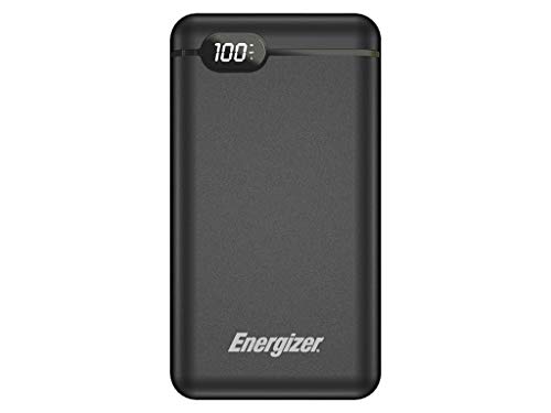 Energizer High Capacity 20000mAh Power Bank, Lithium Polymer, 2.1A High-Speed Output, USB-C Input/Output, with LCD Indicator, Compatible with iPhone, Samsung, Tablet, and More. UE20003C