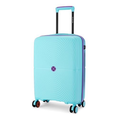 Image of Nasher Miles Bali Hard-Sided Polypropylene Cabin Luggage 20 inch | 55cm | 8 Wheels Small Trolley Bag for Travel | Suitcase (Light Blue)