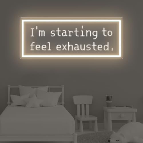 Image of I'm Starting To Feel Exhausted Neon Sign, Stardew Led Sign, Handmade LED Light Sign, Wall Hangings, Game Room Decor, Gift For Game Lover, Ice Blue, 16.5 inchx6.9
