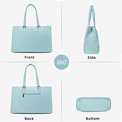 Image of LOVEVOOK Laptop Bag for Women 15.6 Inch Tote Bags Waterproof Leather Briefcase Computer Women Business Office Work Bag,Cyan-Blue