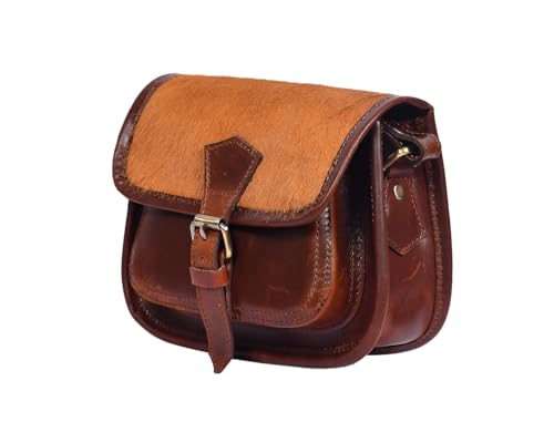 Image of Celtic Women's Leather Hair-On Flap Crossbody Sling Bag - Adjustable Strap