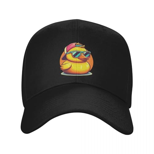 AAENNAUK Cool Retro Yellow Duck en Gafas de Sol 70s 80s 90s Funny Duck Meme Gorra de béisbol Rugby Sunhat para Hombre Éxito de la Competencia del Juego de Las Mujeres Regalo Sorpresa