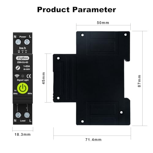 Disjoncteur intelligent Zigbee 1P avec compteur d'énergie bidirectionnel