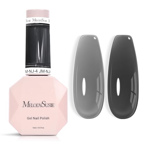 Image of MelodySusie Jeweliver Jelly Gel Nail Polish, 0.5Fl.oz Black Jelly Gel Polish Sheer Translucent Soak Off UV LED Light Cure Valentine's Day Gift for Women Nail Art Manicure Nail Art DIY at Home JM-NJ-4