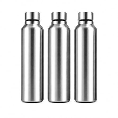 Image of Melvio Water Bottle Stainless Steel Sports /Fridge Bottle with Leak Proof Lid | Single Wall | For Home, Office, Gym, Travelling | Lightweight | BPA Free | 1000ml | Silver) (Set of 3)