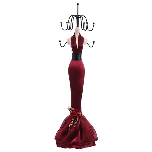 BESPORTBLE Claret Jewelry Display Stand Model Dress Earring Necklace Ring Jewelry Holder Mannequin Stand Hanging Jewelry Tower Rack for Girls Women