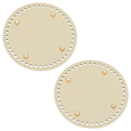 Generic 2 peças de fundo de saco de crochê, 15 cm de diâmetro, bolsa redonda, bolsa de couro, modelador inferior com furos, bolsa de crochê, base de almofada para bolsa de mão faça você mesmo