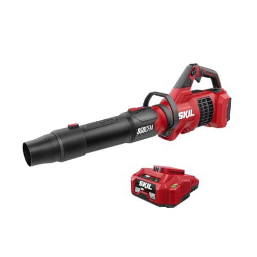 Image of SKIL PWR CORE 40 Brushless 40V 650 CFM Leaf Blower Kit, Includes 6.0Ah Battery and 150W Charger - BL0650C-15
