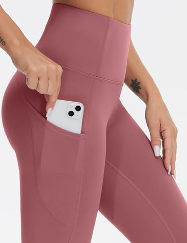 Image of THE GYM PEOPLE Thick High Waist Yoga Pants with Pockets, Tummy Control Workout Running Yoga Leggings for Women