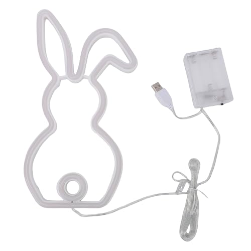 HELEVIA Applique Murale Artistique en Forme de Lapin, Néon LED en Forme de Lapin de Pâques, avec un Design économe en énergie, pour Bar, Club, Mariage,...
