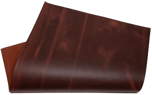 HAPPER STUDIO Pelle bovina 1,7 mm di spessore Pull-Up Crazy Horse - Fogli in vera pelle per fai da te (1, marrone cognac, A4 (210 x 297 mm)