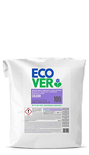 Ecover Color Waschpulver Konzentrat Lavendel Colorwaschmittel mit pflanzenbasierten Inhaltsstoffen Waschmittel Pulver für reine Buntwäsche (7.5 kg / 100 Waschladungen)