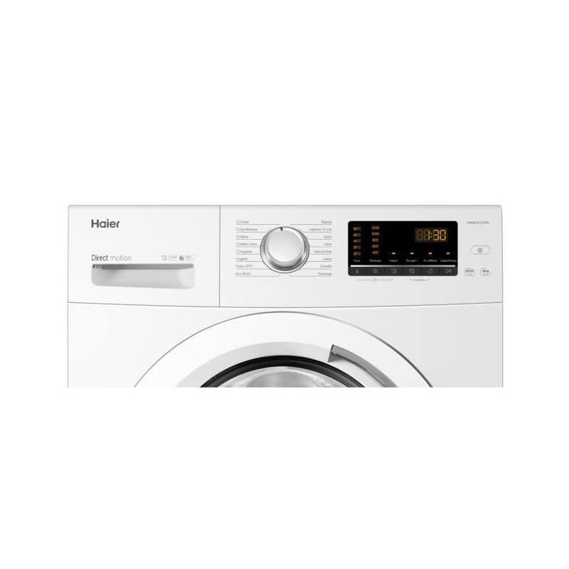 HAIER Lave-linge hublot HW80-B1239N-FR - 8 kg - Direct motion - 1200 trs/min - Vapeur - Classe A - Traitement anti-bactérien