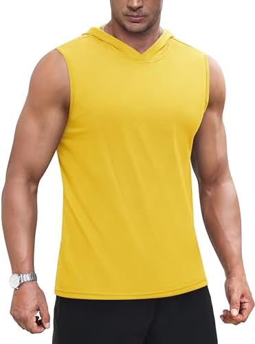 MAGNIVIT Mens Cotton Workout Hooded Tank Tops Bodybuilding Hoodie Muscle Tank Tops for Men Lightweight Sleeveless Gym Hoodie