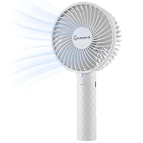 CHARMP Portable Handheld Fan, Small Personal Fan with Rechargeable Battery Small Fan with 3 Speeds Hand Fan for Outdoor Camping Hiking Traveling Office