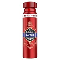 Old Spice Captain Deodorant Body Spray for Men 150 ml, 48 Hour Freshness 0% Aluminium Salts No White Residue and Yellow Stains