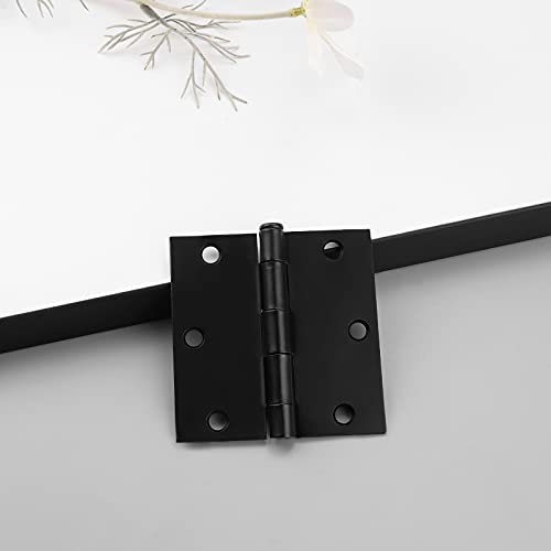 (Pack Of 3) Gobekor 3.5 X 3.5 Inch Matte Black Door Hinges With Square Corners Black Hinges For Doors #TOP5