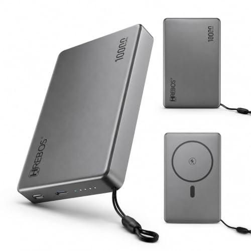Power Bank Indução 10.000mah Carregador Portatil Magnético Compativel iPhone 12 13 14 15 16 17 Pro Max Android Qi Carregamento Sem Fio Slim Viagem Alça e Indicador LED Bateria Externa Turbo