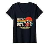 donna best of est 2017 limited edition vintage year 2017 birthday maglietta con collo a v