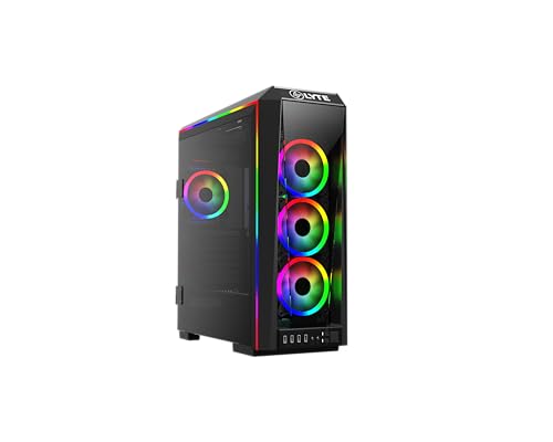 Image of GAMDIAS E-ATX Mid-Tower Gaming PC Case with 3X 120mm ARGB Fans, Tempered Glass Side Panel, Swing Door, PSU Shroud, ATX Support, Desktop Computer Case for RGB Builds TALOS P1A