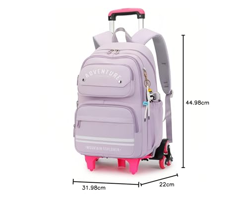 ETAISHOW ローリングバックパック ガールズ キッズ ホイール付きバックパック ローラーブックバッグ トロリー スクールバッグ 車輪付きバッグ