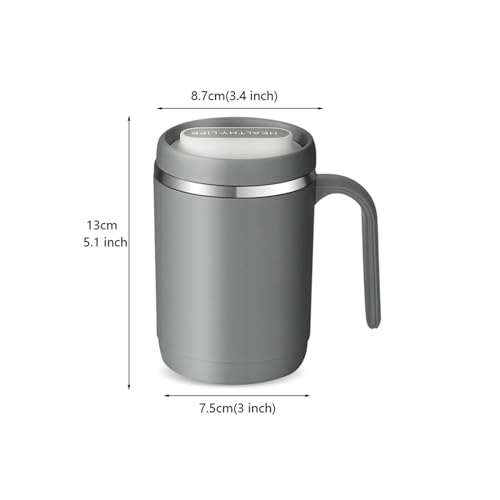 Taza de viaje de acero inoxidable aislada con tapa y asa, taza de café a prueba de fugas, duradera, reutilizable, para bebidas frías y calientes en casa u oficina