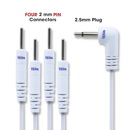 Image of Discount TENS Brand - Lead Wires 2.5mm Plug to Four 2mm Pins, 2 Pack | Molded strain-relief sleeves, durable flexible insulated cable resists kinking and breakage, connects 4 electrodes per wire