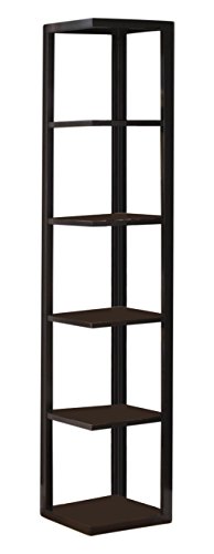 King's Brand Wood Wall Corner 5-Tier Bookshelf Case, Espresso Finish #TOP2