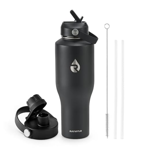 RAYMYLO 40 oz Insulated Water Bottle with Straw fit in Car Cup Holder, Triple Wall Vacuum Stainless Steel(Cold 48 hrs, Hot 24 hrs), Leakproof & Non-BPA, Hydro Travel Flask with Straw and Spout Lid