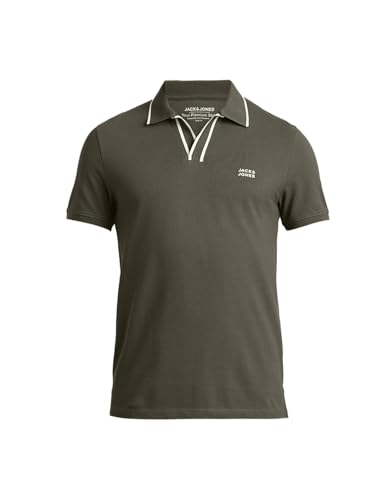 Image of Jack & Jones Men Solid Polo Collar Cotton Slim Fit T-Shirt
