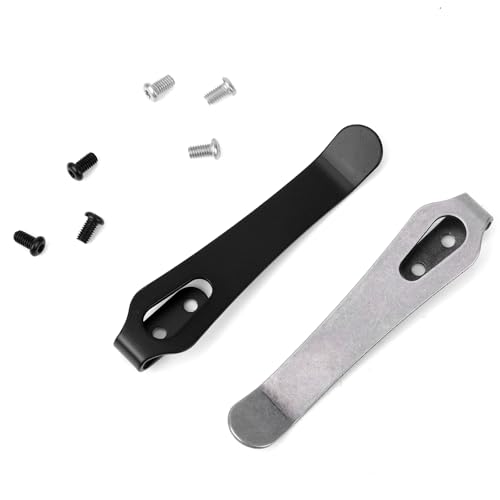Image of Gosknor 2pcs Stainless Steel Pocket Clip, 2.36 Inch Length Deep Carry Pocket Clip Replacement with Screws Knife Holder Tools Accessories for Men