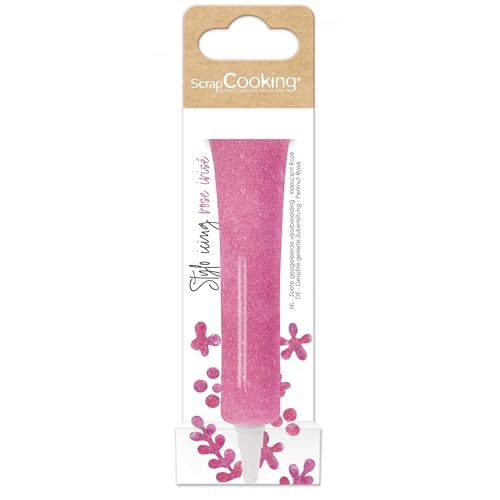 ScrapCooking - Stylo Icing Rose Irisé - Stylo Glaçage Alimentaire Pâtisserie - Encre Pailletée Comestible - Écrire & Dessiner sur Gâteaux & Biscuits -...