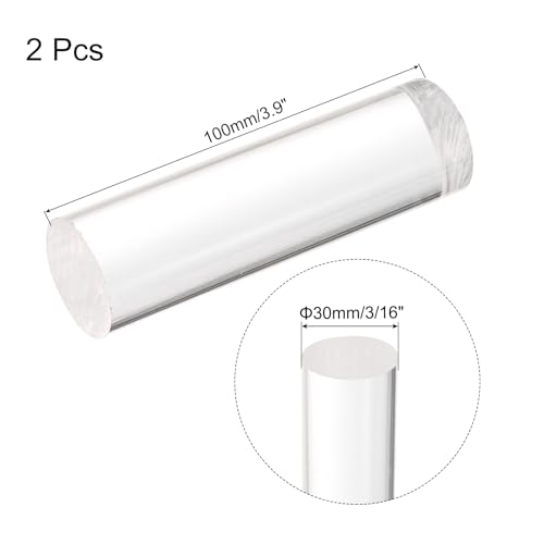 Image of MECCANIXITY 2pcs Acrylic Round Rods 1-3 /16 inch x 4 inch Clear Acrylic Dowel Rods Sticks Plastic Sticks Strip for DIY Crafts Lighting Gardening Decoration - 30mm x 100mm