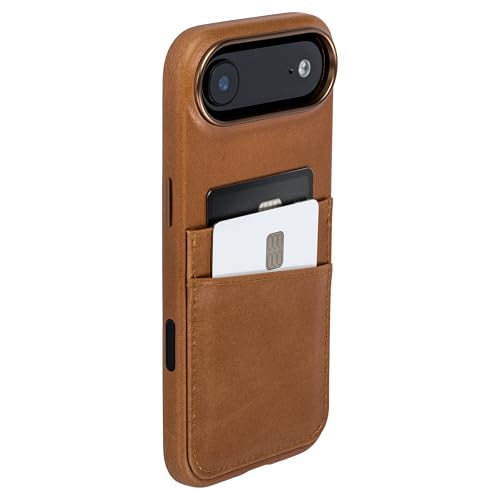 Étui iPhone 17 Air en cuir Dockem M2GL avec porte-carte et bouton photo brun