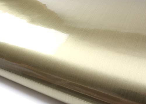 ROSEROSA Peel and Stick PVC Faux Metal Self-Adhesive Wallpaper Covering Counter Top Shelf Liner Soft Hair Line Gold (ITP401 : 3.28 Feet X 6.56 Feet)