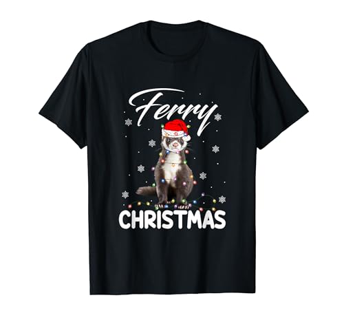 Imagen de Divertida camisa de hurón ferry Navidad hurón de Papá Noel Camiseta
