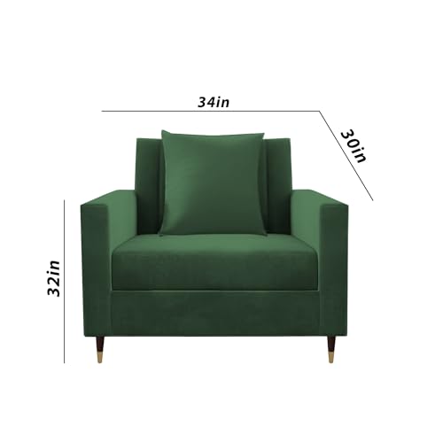 Image of Casaliving Garcia 1 Seater Sofa Set for Living Room (Green Colour) Premium Fabric Sofa