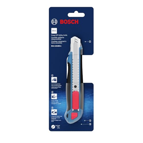 Image of BOSCH H11-12100-1 18mm Snap-Off Utility Knife | Soft Grip, Slider Mechanism, and Integrated Blade Snap