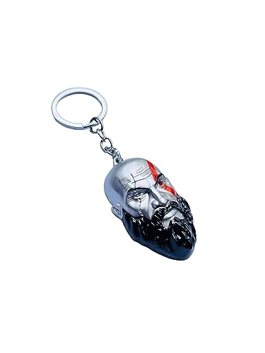 Image of 3D New Game God Of War 4 Kratos 3D Head Keychain Leviathan Axe Key Chain Ring Metal For Men Car Fans Gift